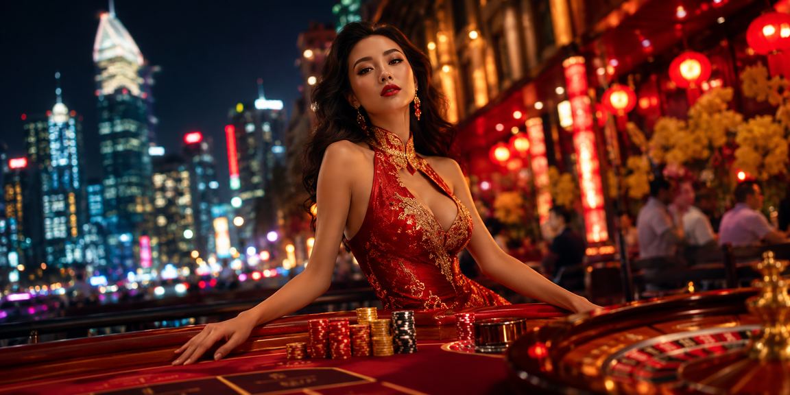 Màn hình slot game phát sáng rực rỡ về đêm tại khu giải trí Hồ Chí Minh